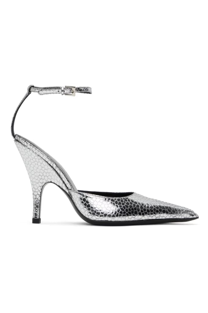 By Far Silver Eliza Heels