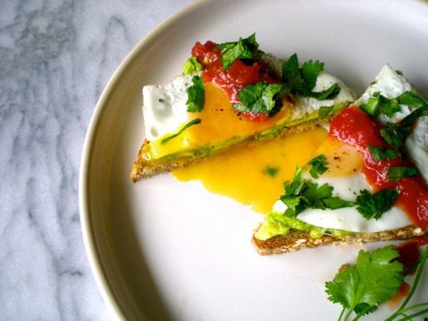 Cilantro Avocado Toast With Fried Egg and Salsa