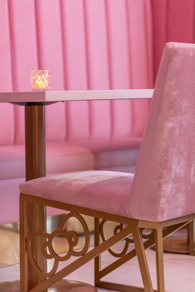 There are Hello Kitty accents everywhere, even on chairs.