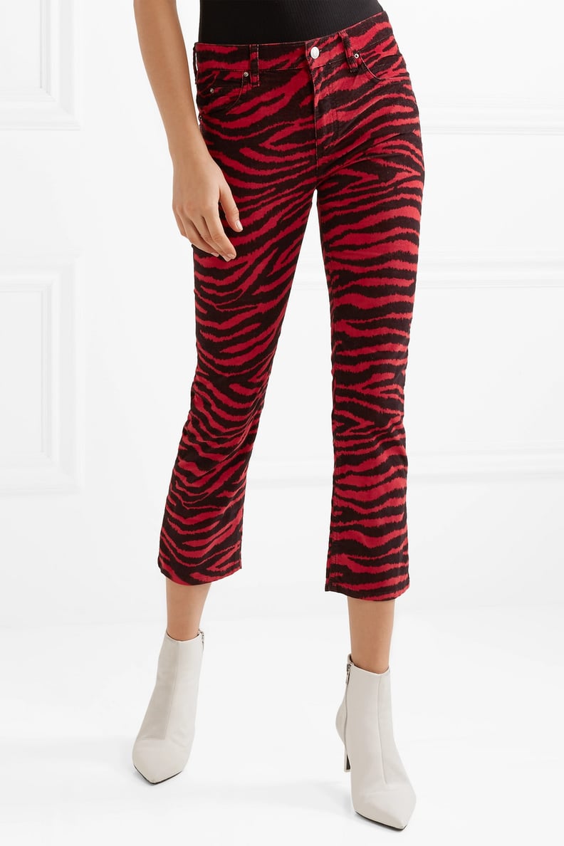 Isabel Marant Étoile Apolo Cropped Zebra-Print Corduroy Skinny Pants