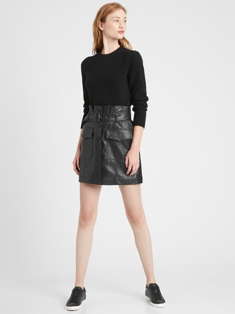 Banana Republic Vegan Leather Utility Mini Skirt