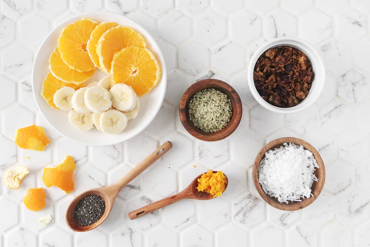 Toppings for orange creamsicle smoothie bowl