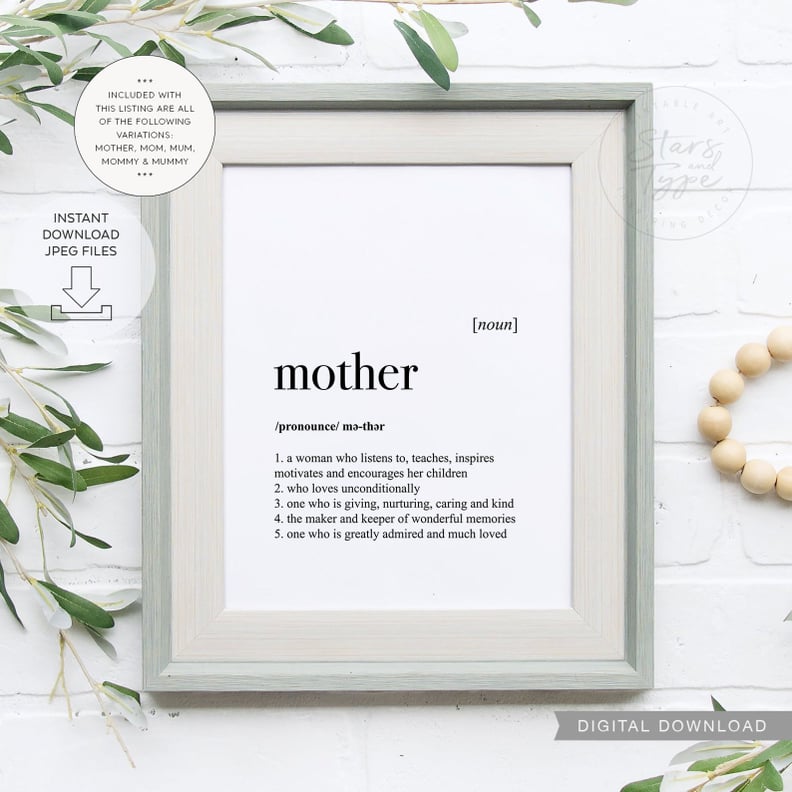 Words of Affirmation: Mother's Definition Printable Art