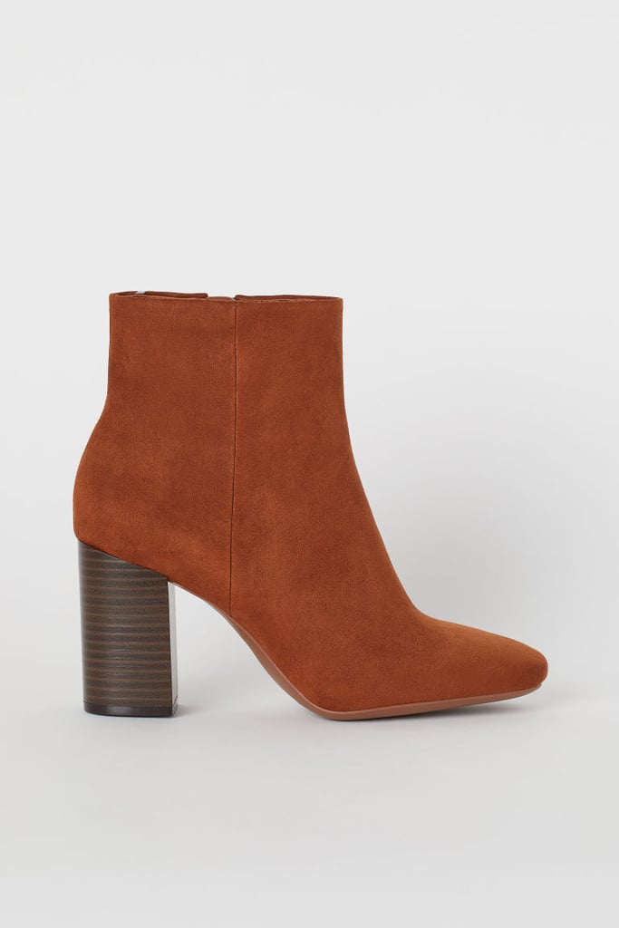 Camel Block-Heeled Ankle Boots