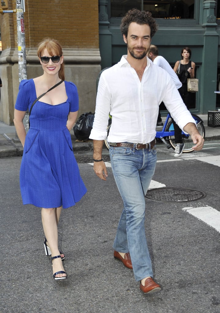 On Wednesday, Jessica Chastain flashed her smile on a stroll with her boyfriend, Gian Luca Passi de Preposulo, in NYC.