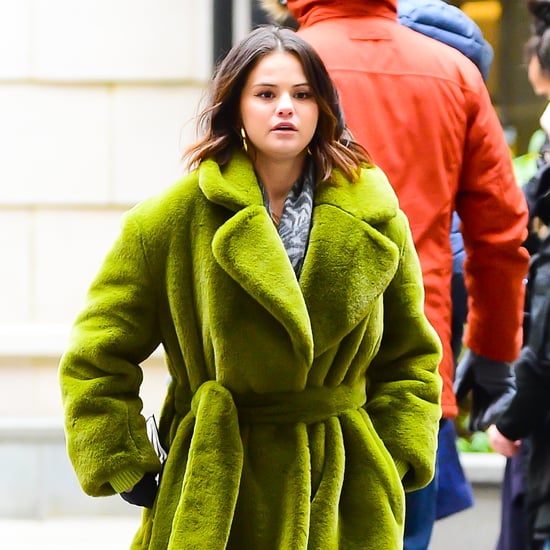 Selena Gomez Green Fur Coat on Only Murders in the Building