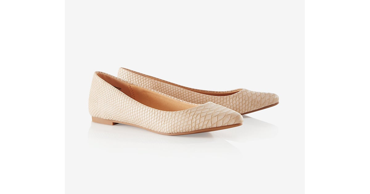 snake print pointed flats