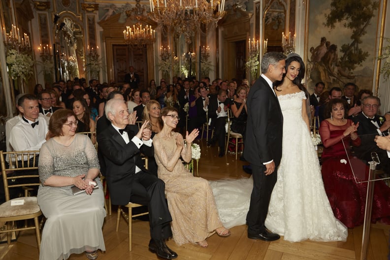 Amal Wearing Her Oscar de la Renta Dress at Her September 2014 Wedding in Venice, Italy