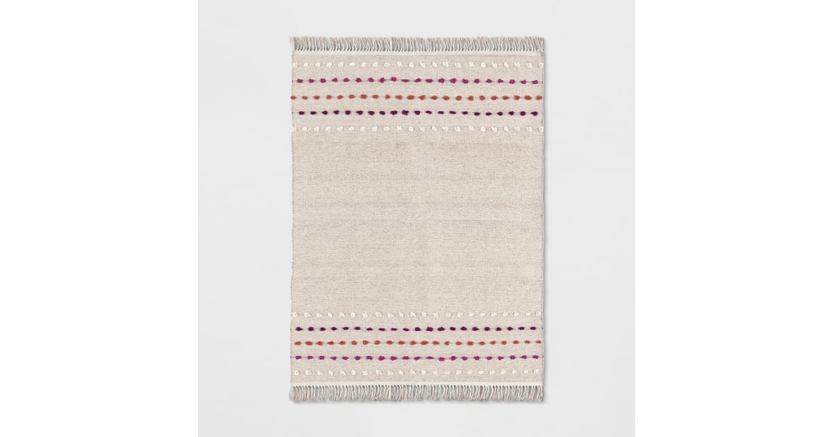 Opalhouse Tan Striped With Poms Woven Fringed Rug Best Area Rugs From