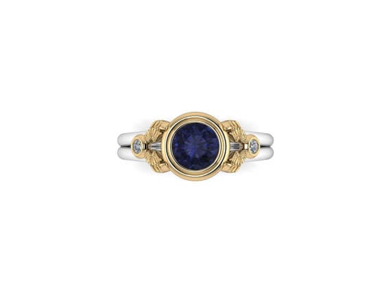Winged Sapphire Engagement Ring