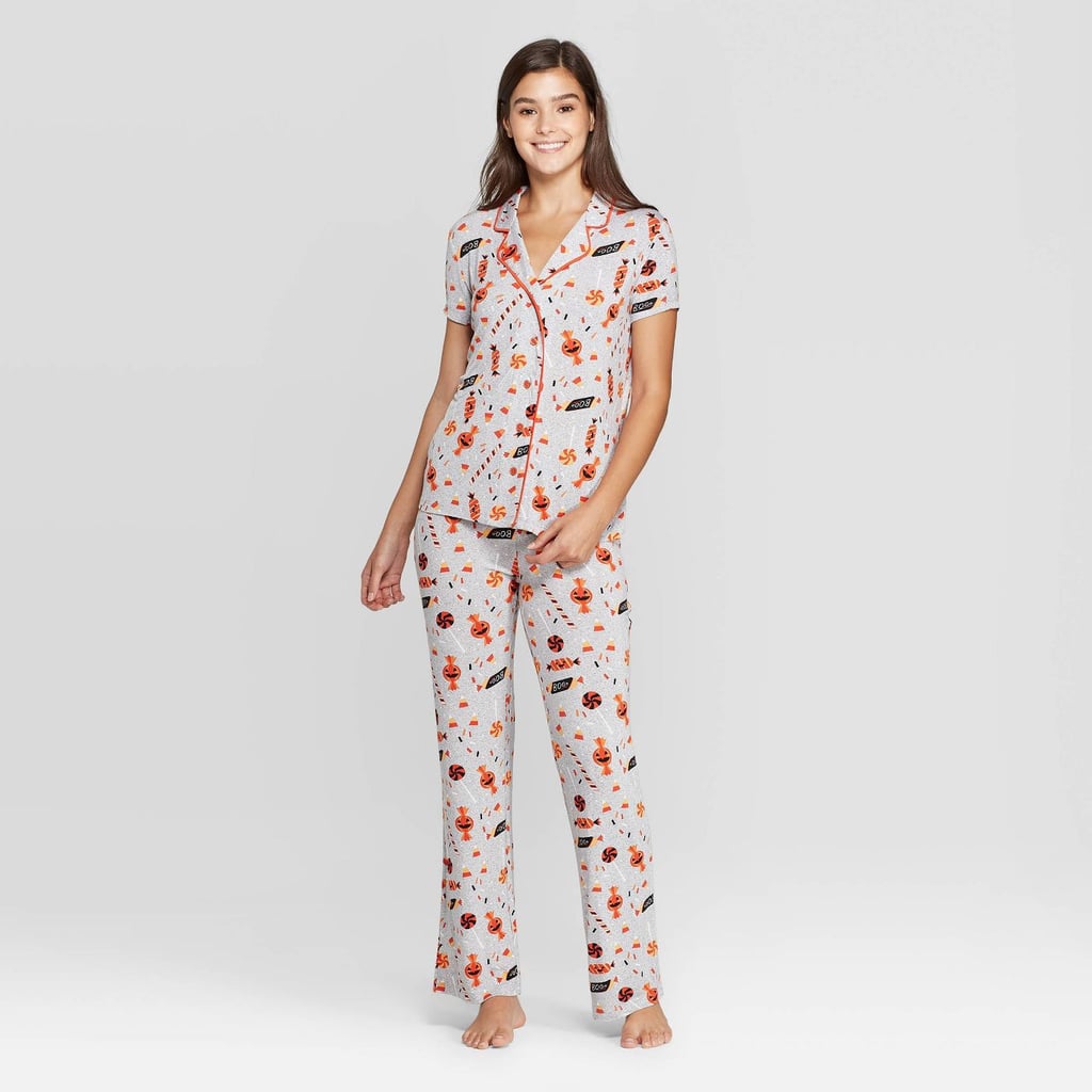 Target's Women's Halloween Print Notch Collar Pajama Set Big Candy