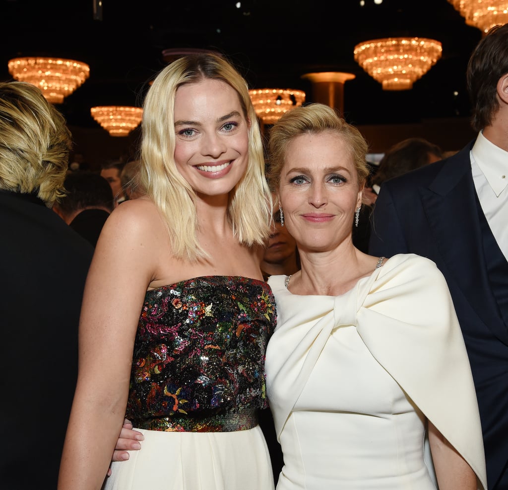 Margot Robbie and Gillian Anderson at the 2020 Golden Globes