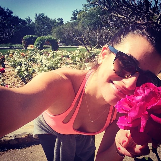 Lea Michele stopped to smell flowers during her hike.
Source: Instagram user msleamichele