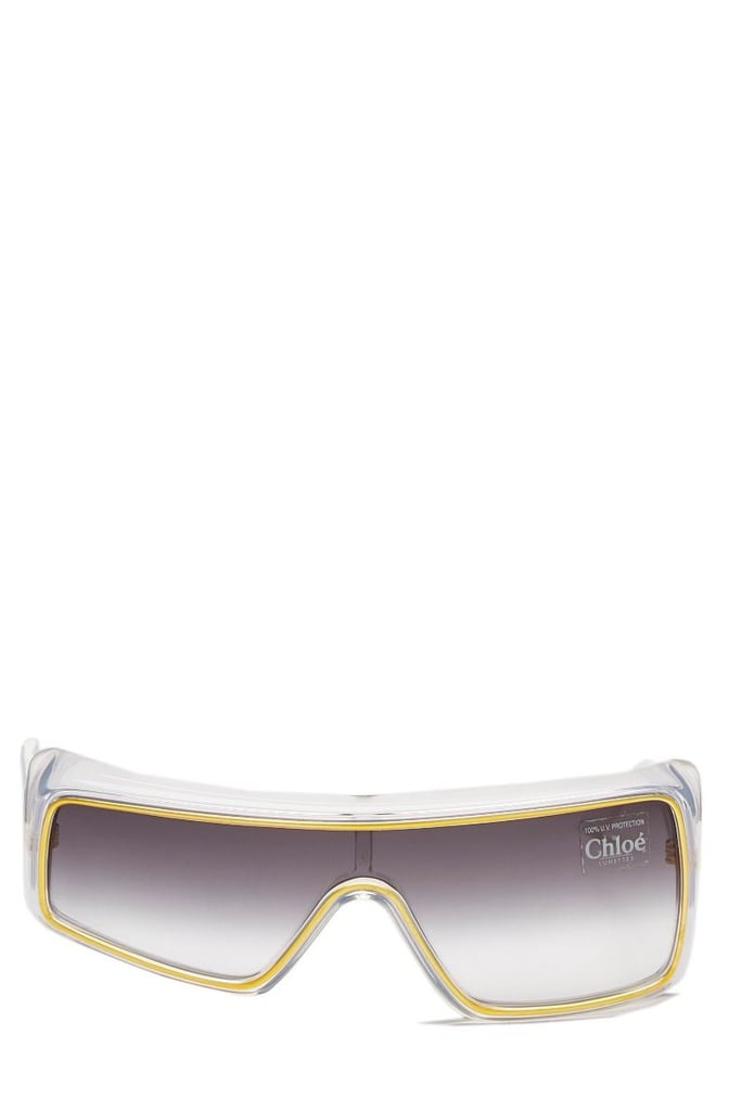 Chloé Clear & Gold Acrylic Asymmetrical Sunglasses