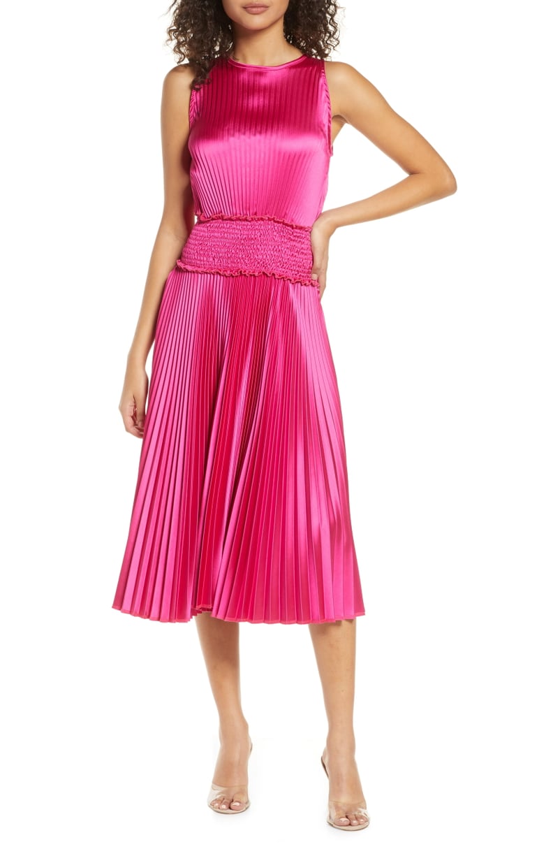 Fraiche by J Pleated Satin Cocktail Dress