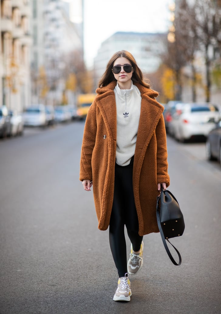 Throw On a Teddy Coat and Your Favorite Sneakers | How to Wear Leggings ...