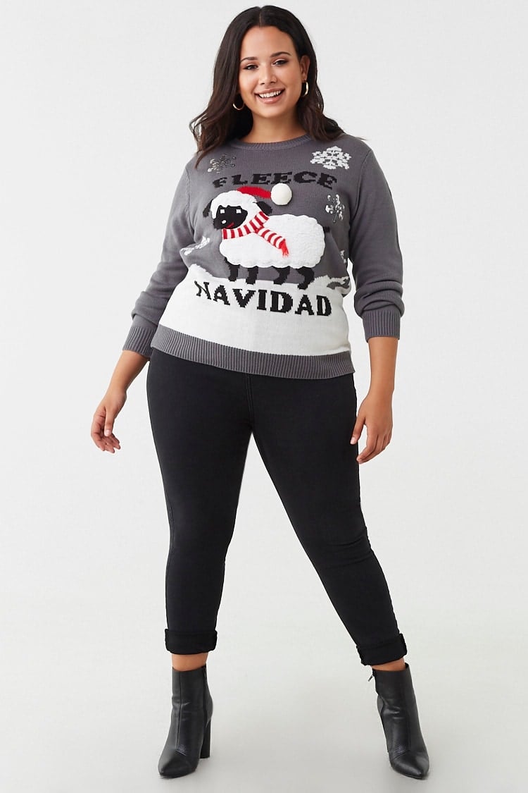 Fleece Navidad Plus-Size Graphic Sweater