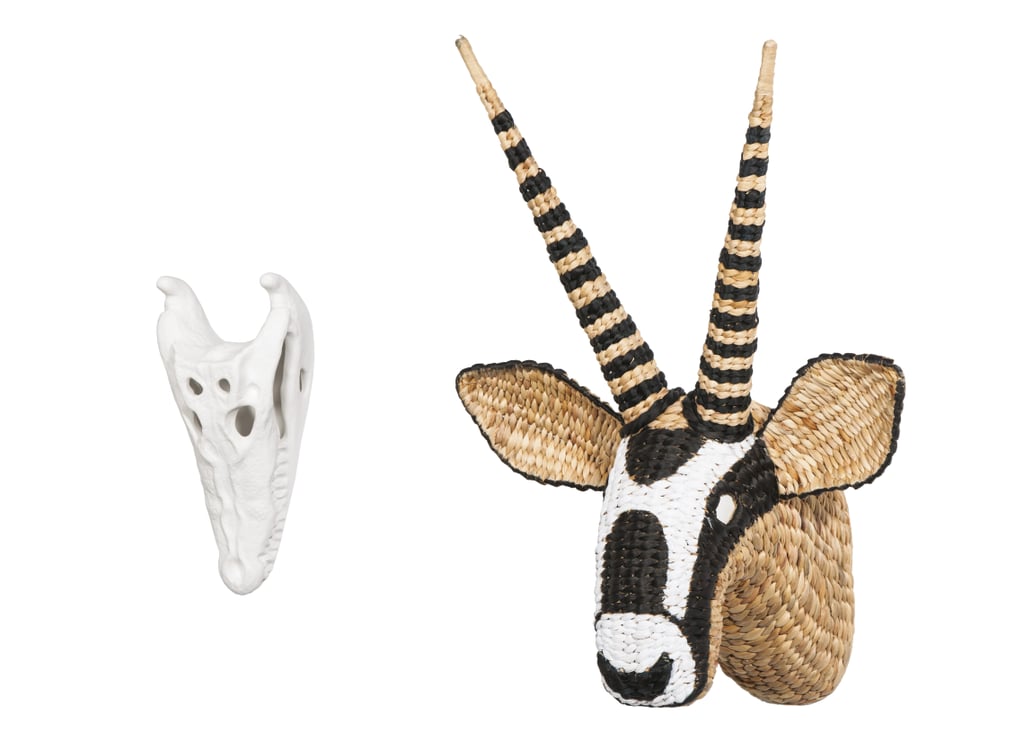 White crocodile head wall sculpture ($20), oryx head wall decor ($40)