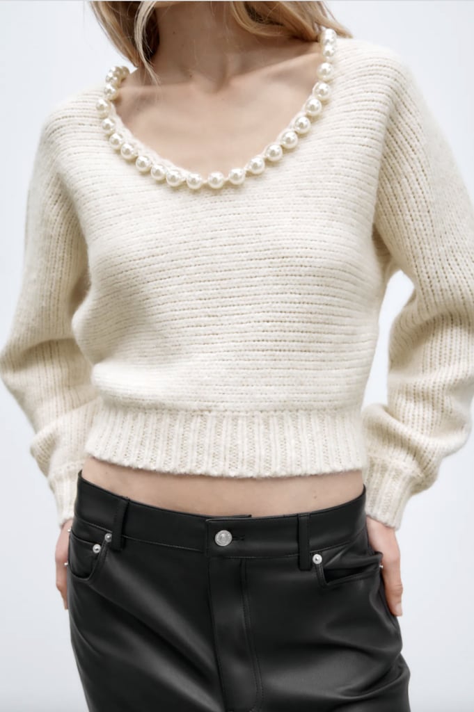 For the Love of Pearls: Pearl Appliqué Knit Sweater