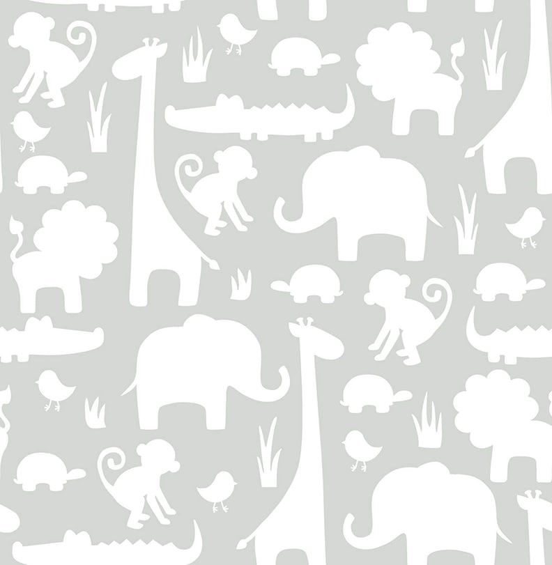 Wall Pops NU1393 Gray Its a Jungle in Here Peel and Stick Wallpaper