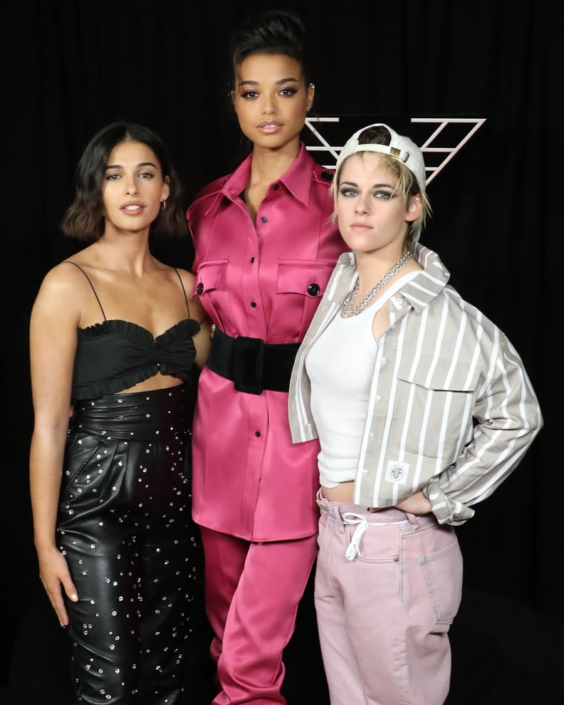 Naomi Scott, Ella Balinska, and Kristen Stewart at a Charlie's Angels Photocall