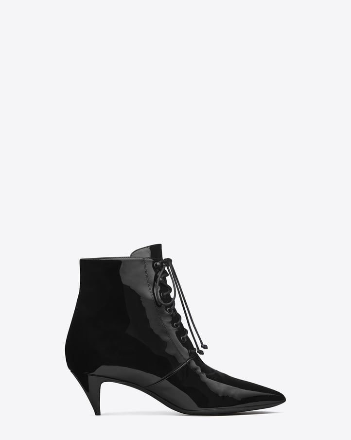 Saint Laurent Cat Boot in Black Patent Leather