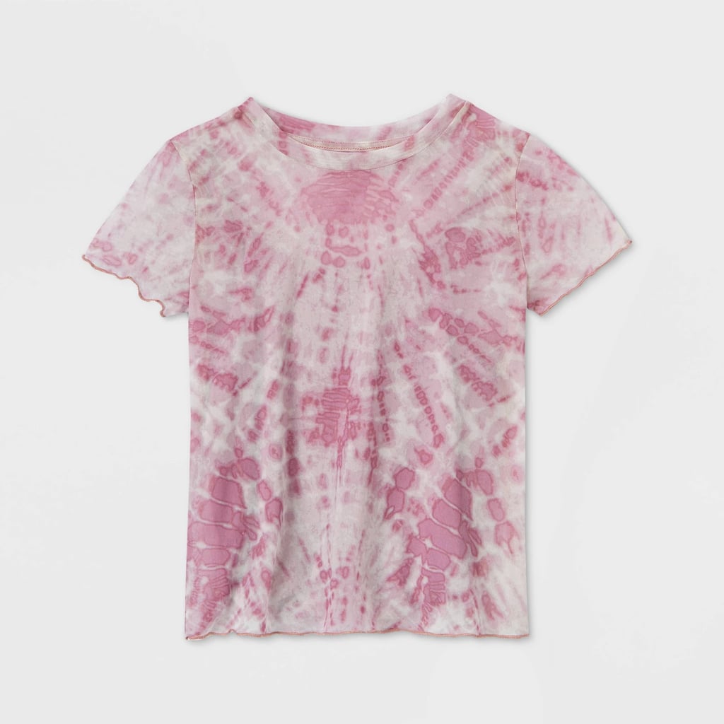 Tie-Dye Lettuce Edge Mesh Short Sleeve T-Shirt