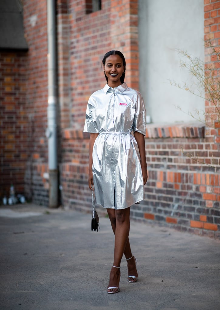 The sweetest metallic dress we ever did see.