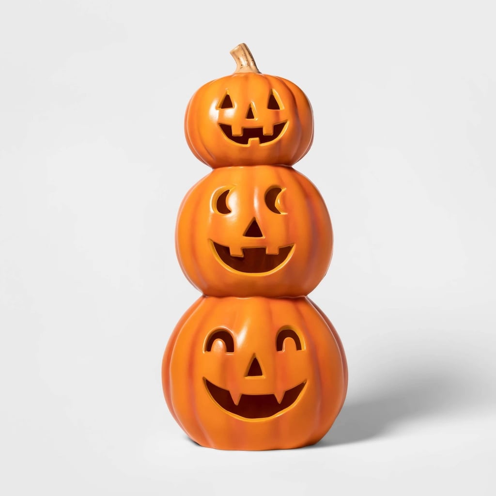 Lit Triple Pumpkin Decorative Halloween Prop