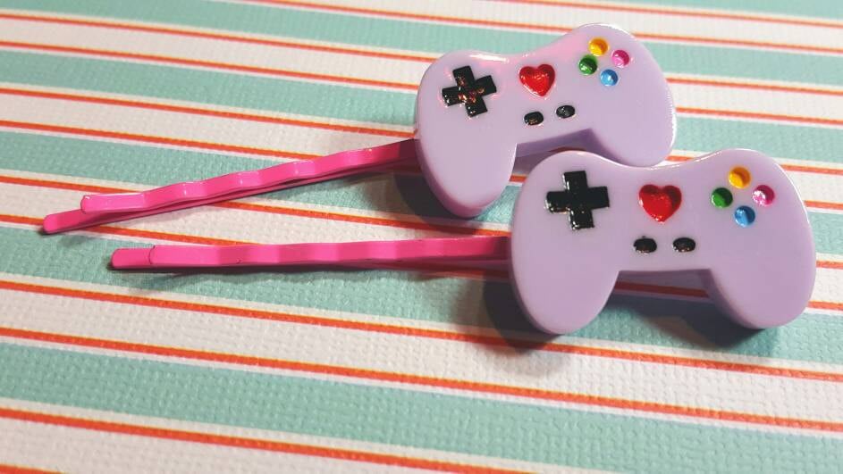 Lavender Gamer Controller Fairy Kei Bobby Pins ($6)