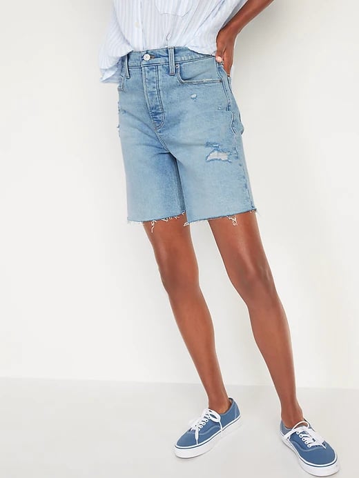 Old Navy Extra High-Waisted Sky Hi Straight Button-Fly Cut-Off Jean Shorts -- 7-inch inseam