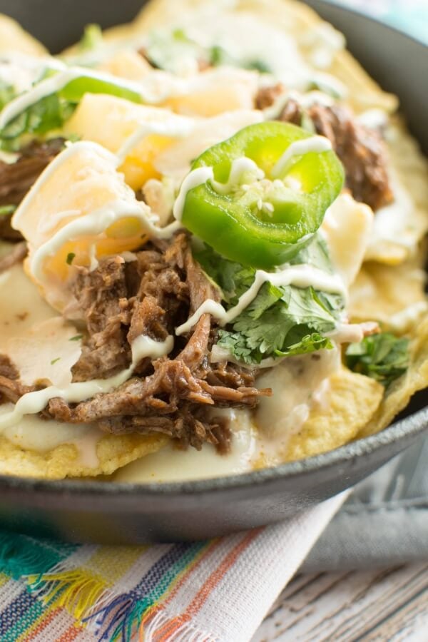 Crockpot Blueberry Chipotle Beef Nachos