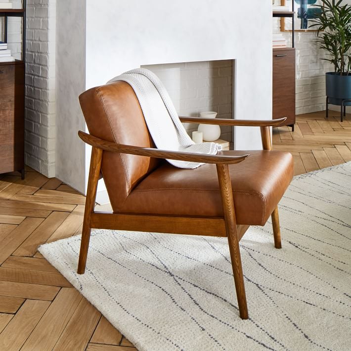 For a Reading Chair: Mid-Century Leather Show Wood Chair