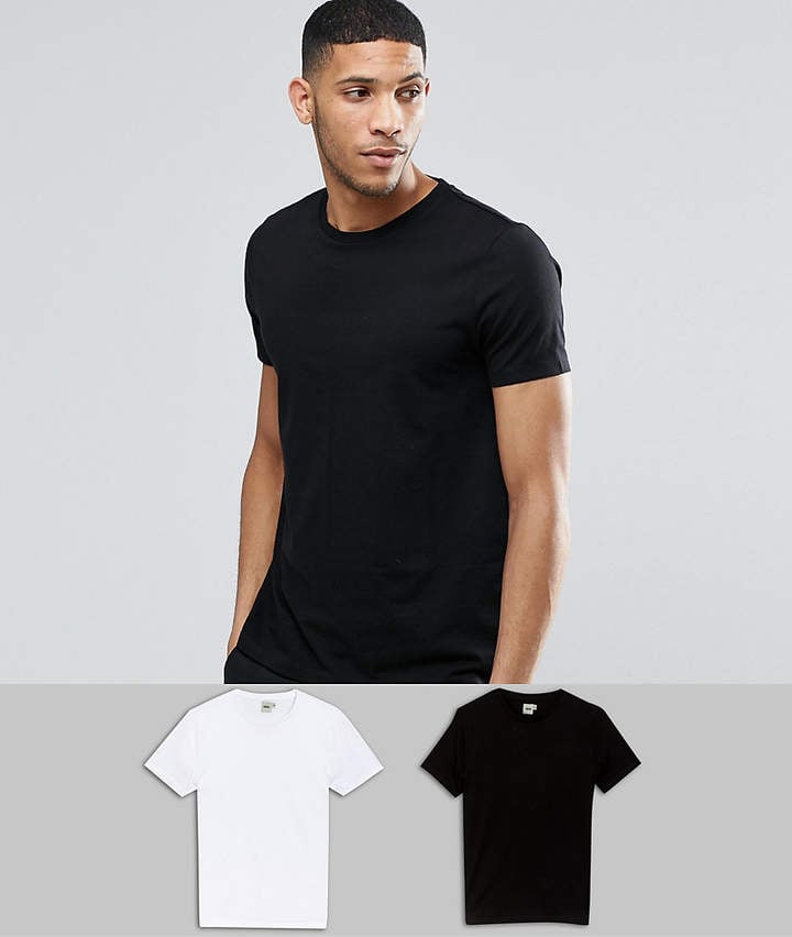 ASOS 2 Pack T-Shirt in White/Black With Crew Neck