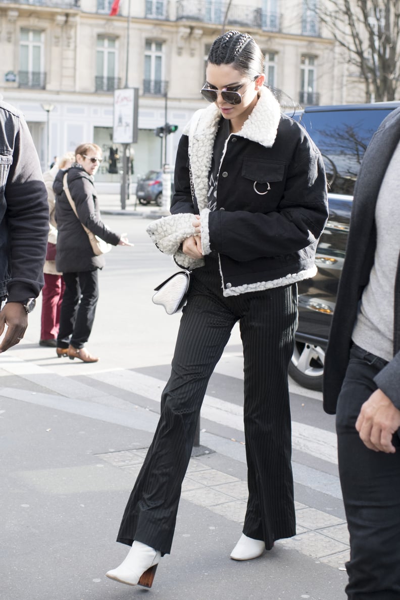She Bundled Up in Her Shearling Jacket During Paris Fashion Week