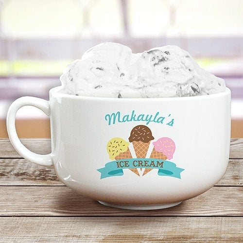 GiftsForYouNow Ice Cream Cone Personalized Bowl