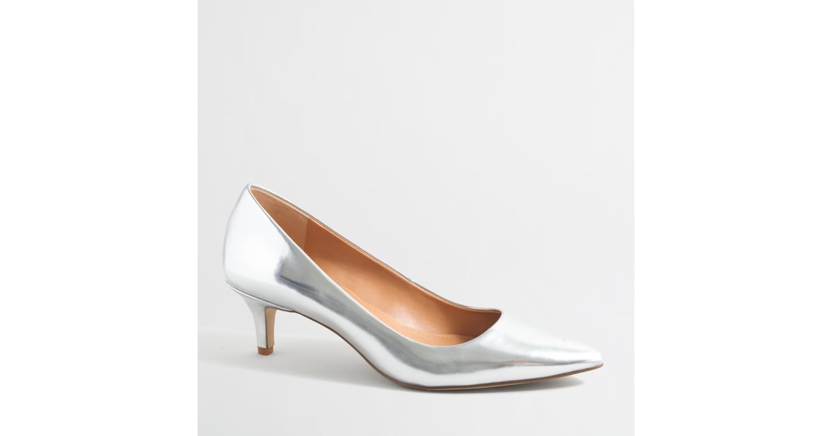 j crew silver heels