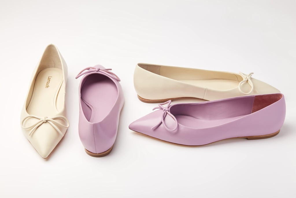 Larroudé Lee Flat in Lavender or Cream Leather