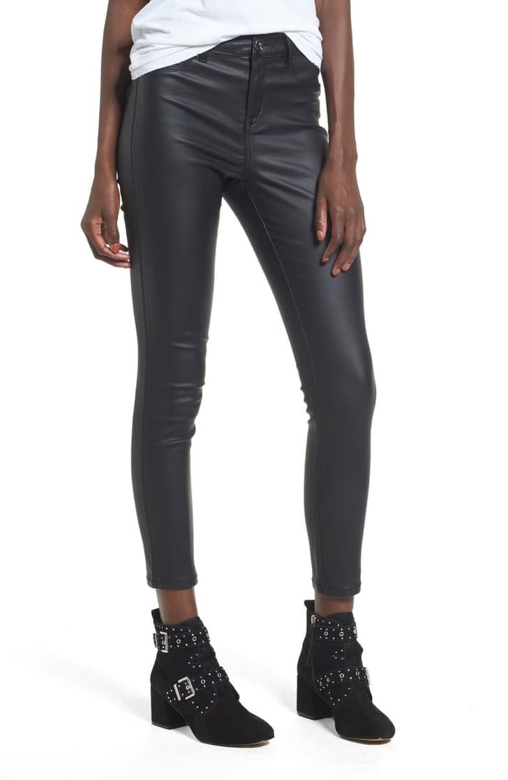 coated high waisted jeans