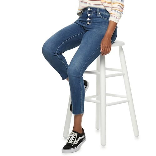 POPSUGAR Raw Edge High Waisted Skinny Ankle Jeans Dresses