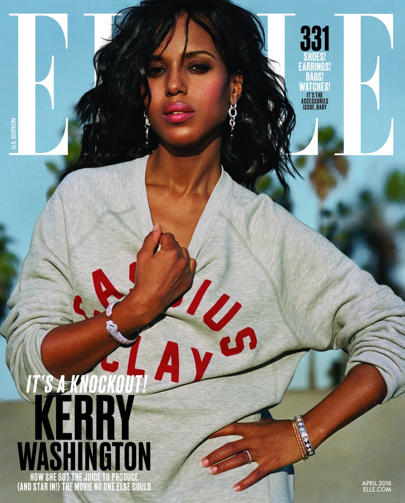 Kerry Washington in Shinola Sweatshirt in Elle April 2016