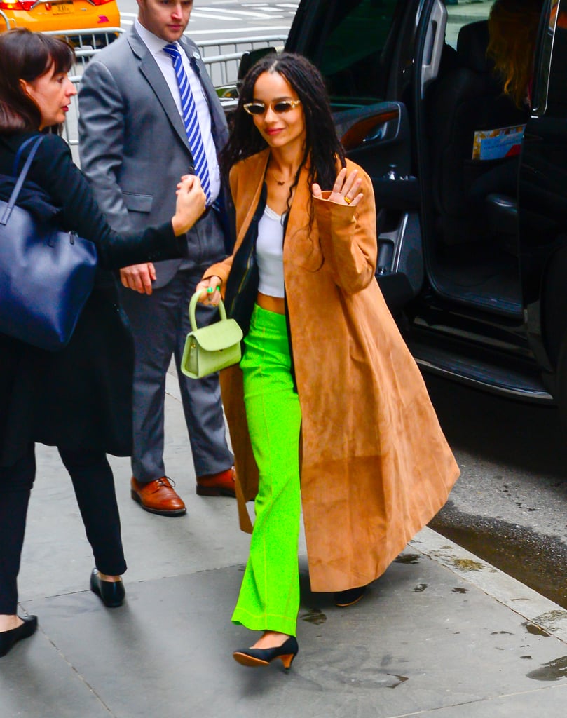 Zoe Kravitz Green Pants in NYC 2019