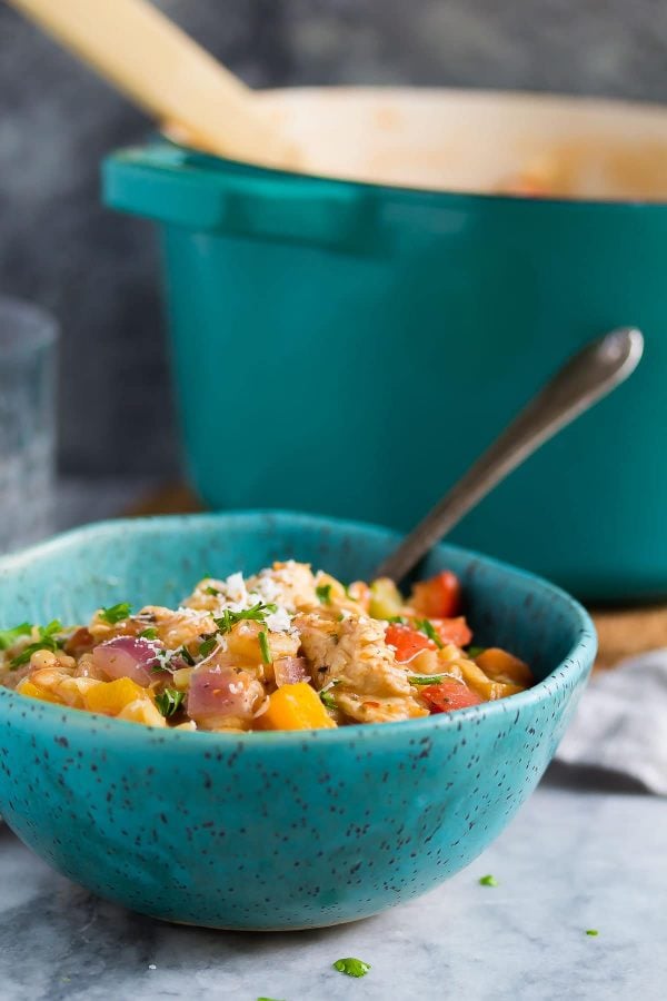 One-Pot Healthy Cajun Chicken Orzo