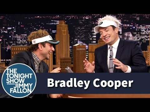 Bradley Cooper and Jimmy Fallon Laughing at Their Hats