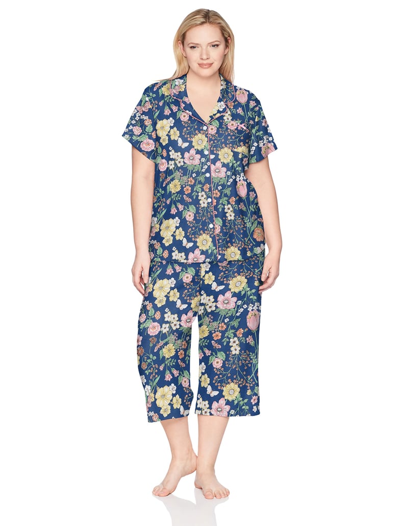 Karen Neuburger Women's Short-Sleeve Floral Girlfriend Crop Pajama Set