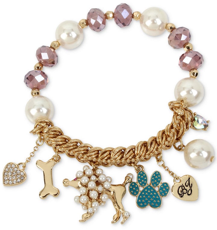 Betsey Johnson GoldTone Beaded Poodle Charm Bracelet (35) Gifts For