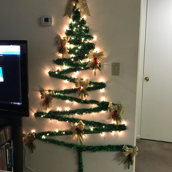 Mom's Wall Christmas Tree Hack For Small Spaces
