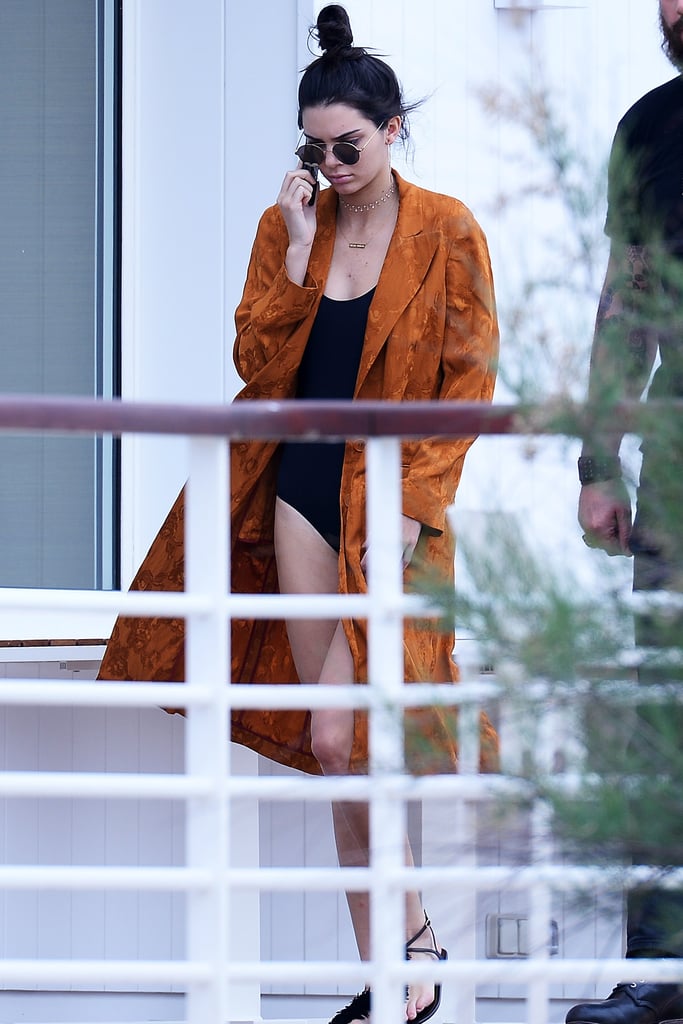 Kendall Jenner Wearing a Duster Over a Bathing Suit May 2016