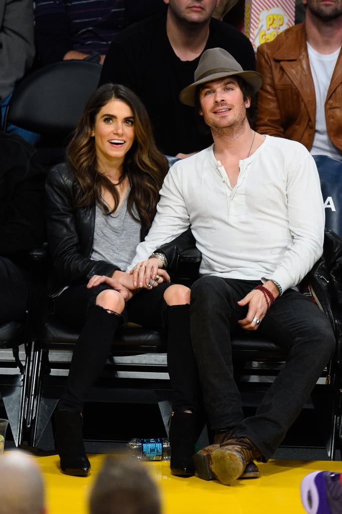 Ian Somerhalder and Nikki Reed Kissing at Lakers Game