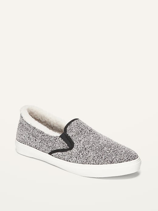 OId Navy Textured Bouclé Slip-On Sneakers